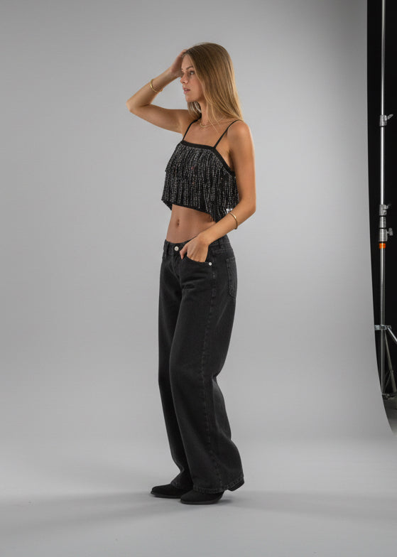 Jeans tiro bajo negro | BAIRES