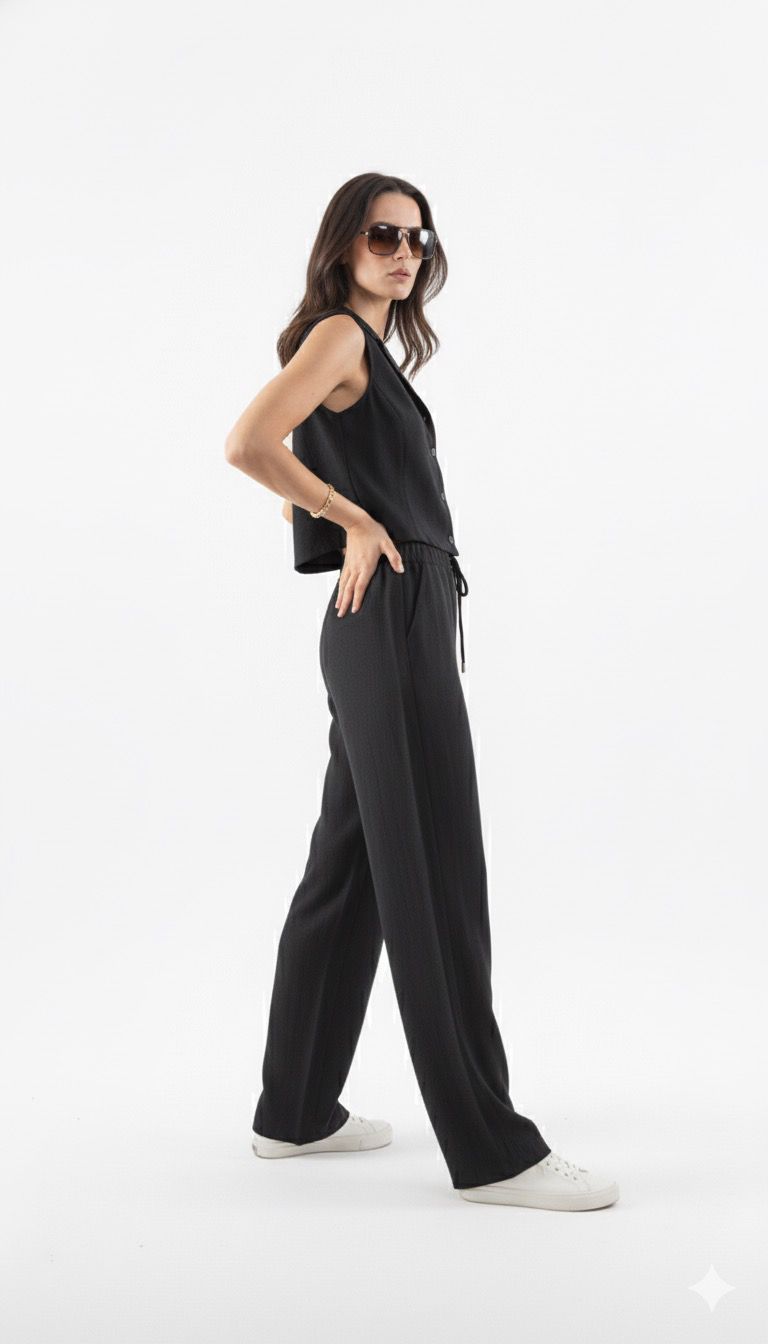 Pantalón de lino negro Amapola