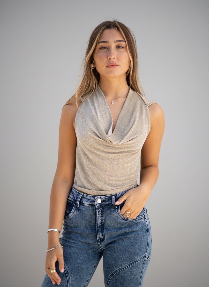 Crop Top Capucha Dorado