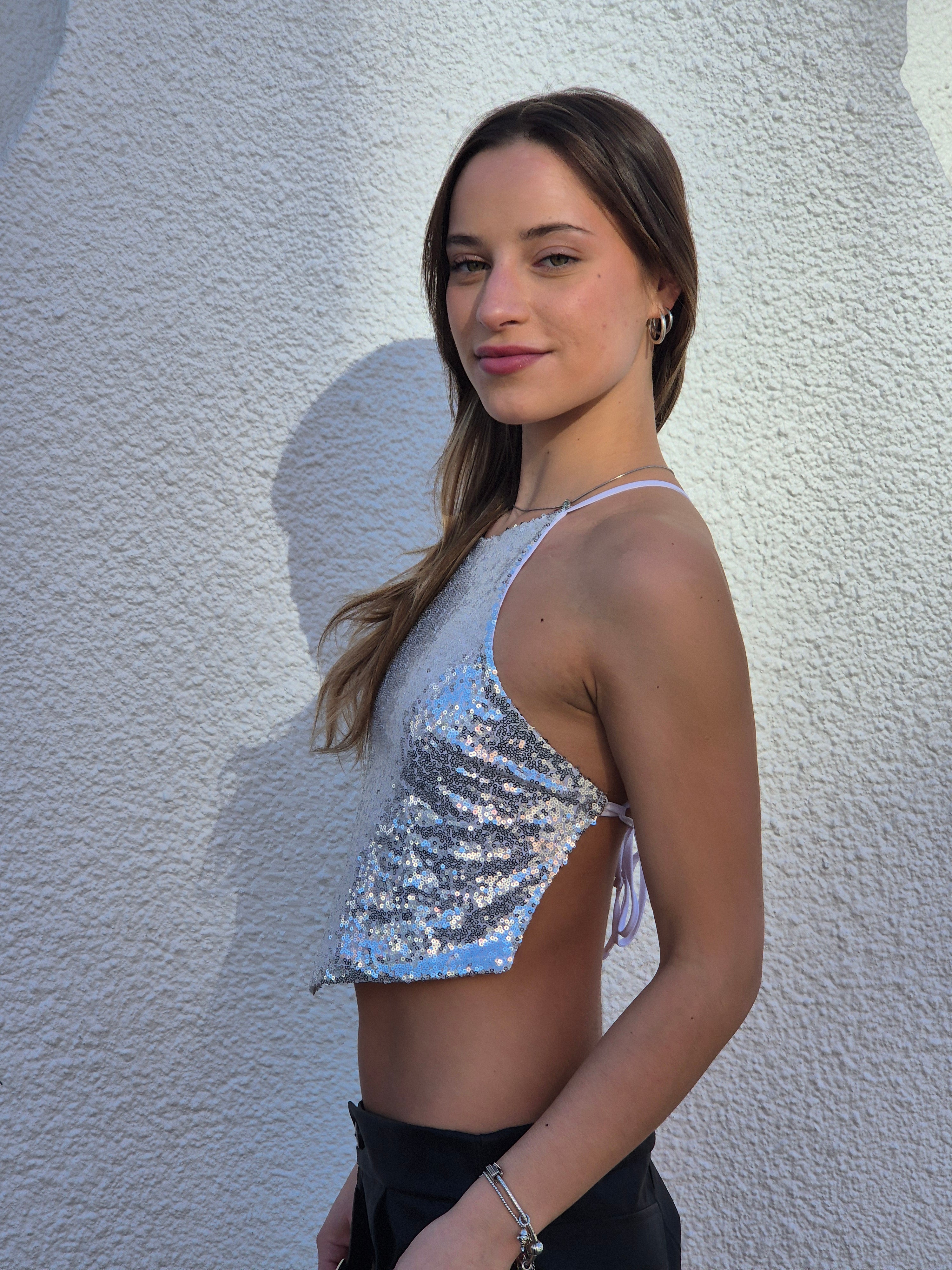 Crop Top Lentejuelas Plateado | Ibiza - MQM