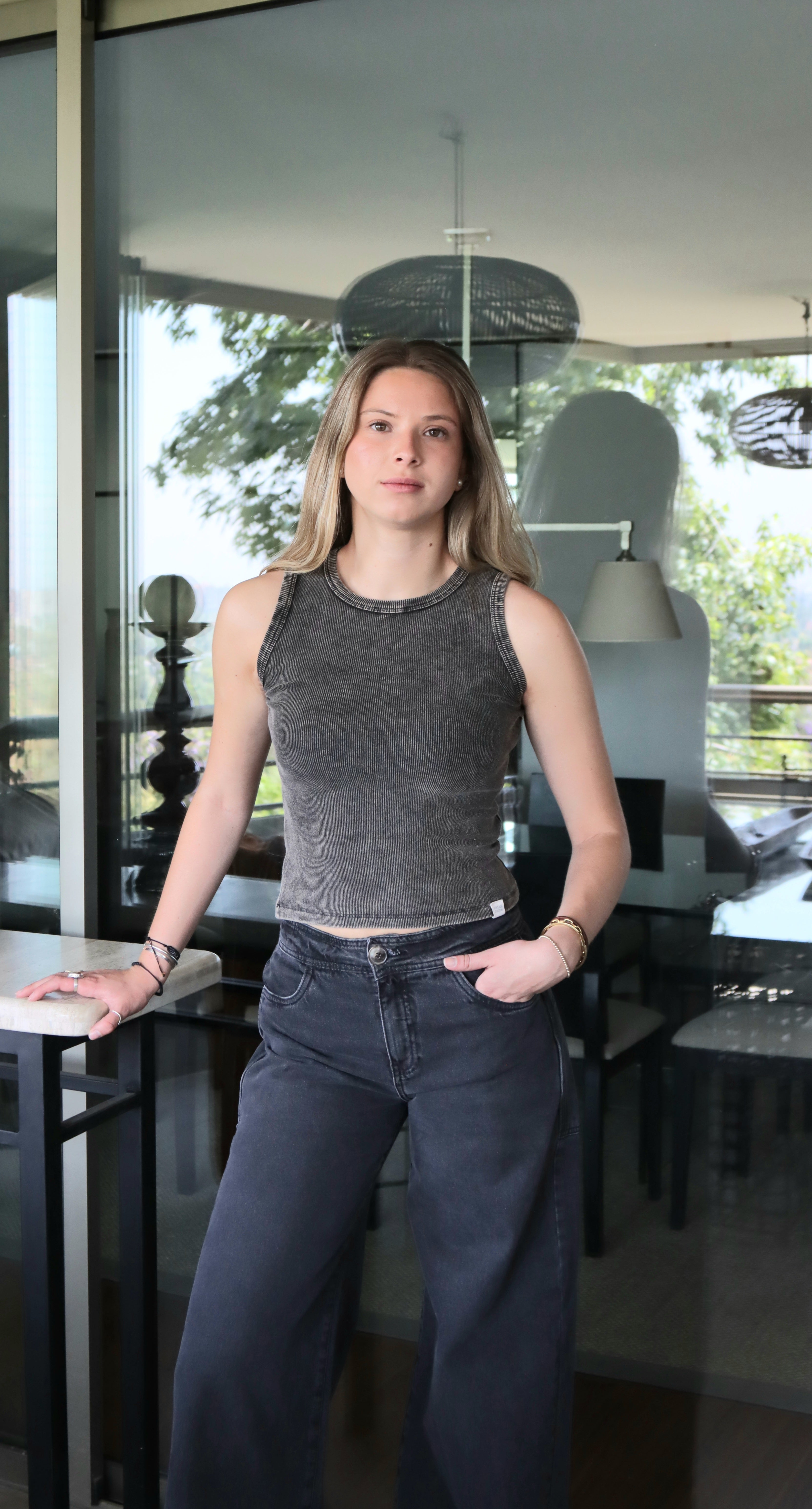 Camiseta gravillada rib marengo