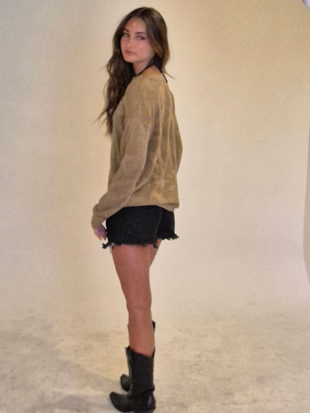 Sweater Mujer Avellana Tejido Calado Tipo Crochet | Henne - MQM