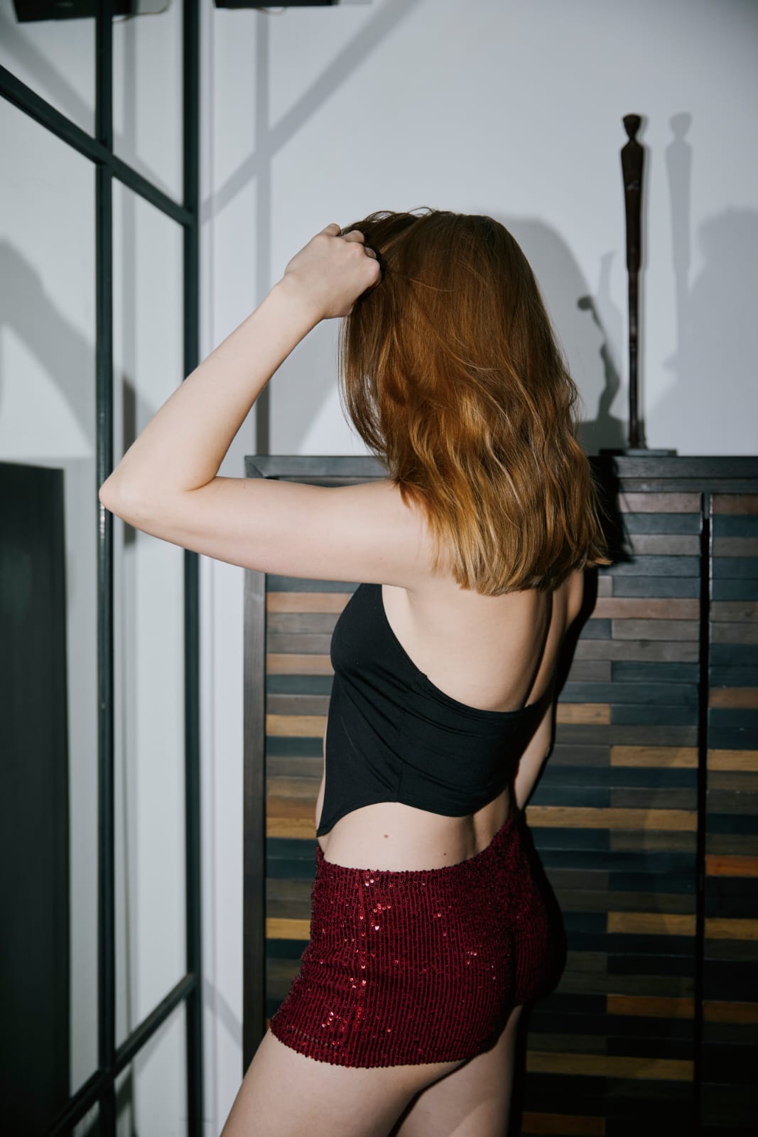 Short Burdeo lentejuelas