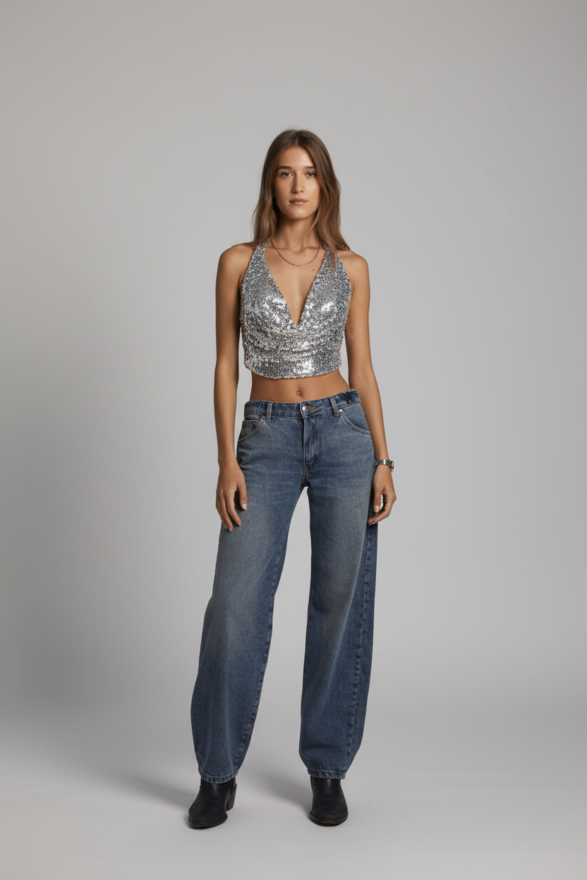 Jeans tiro bajo azul | BALLOON