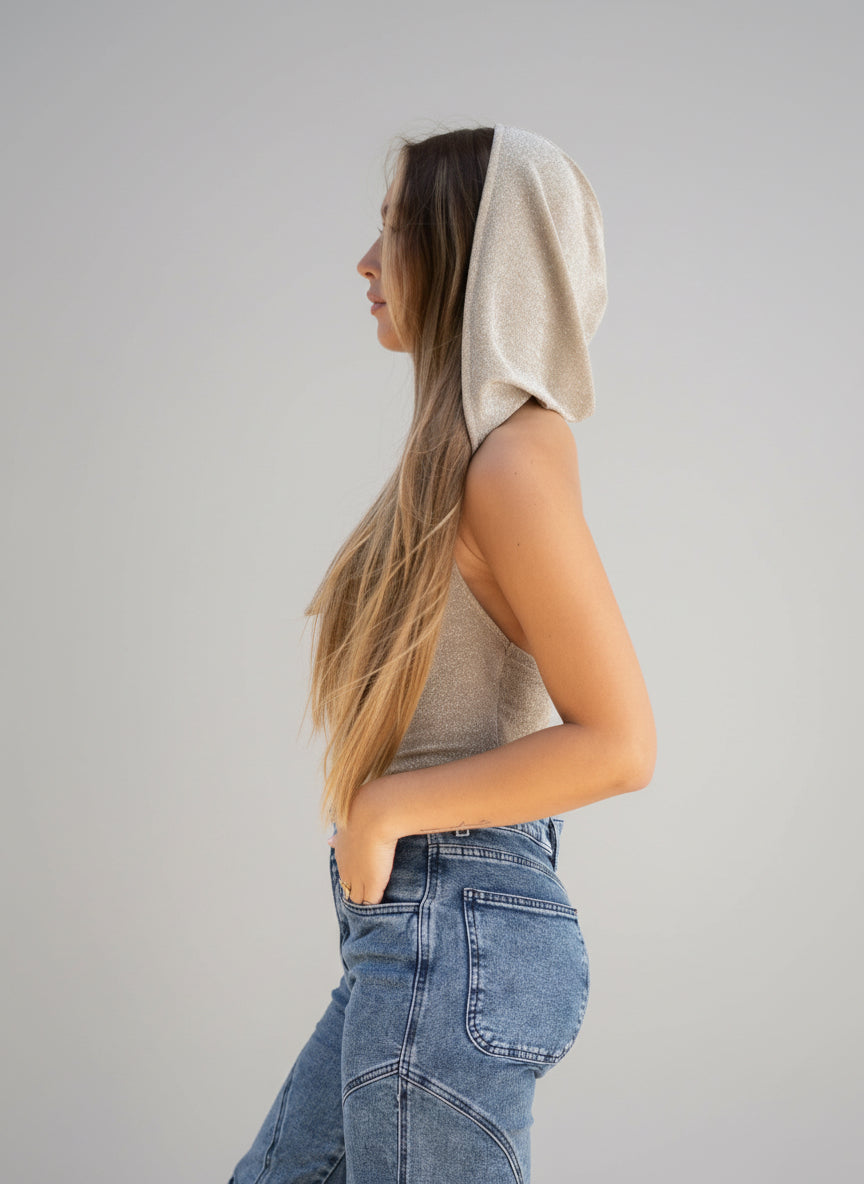 Crop Top Capucha Dorado