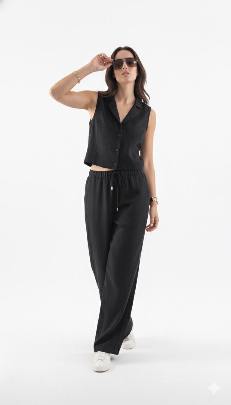 Pantalón de lino negro Amapola