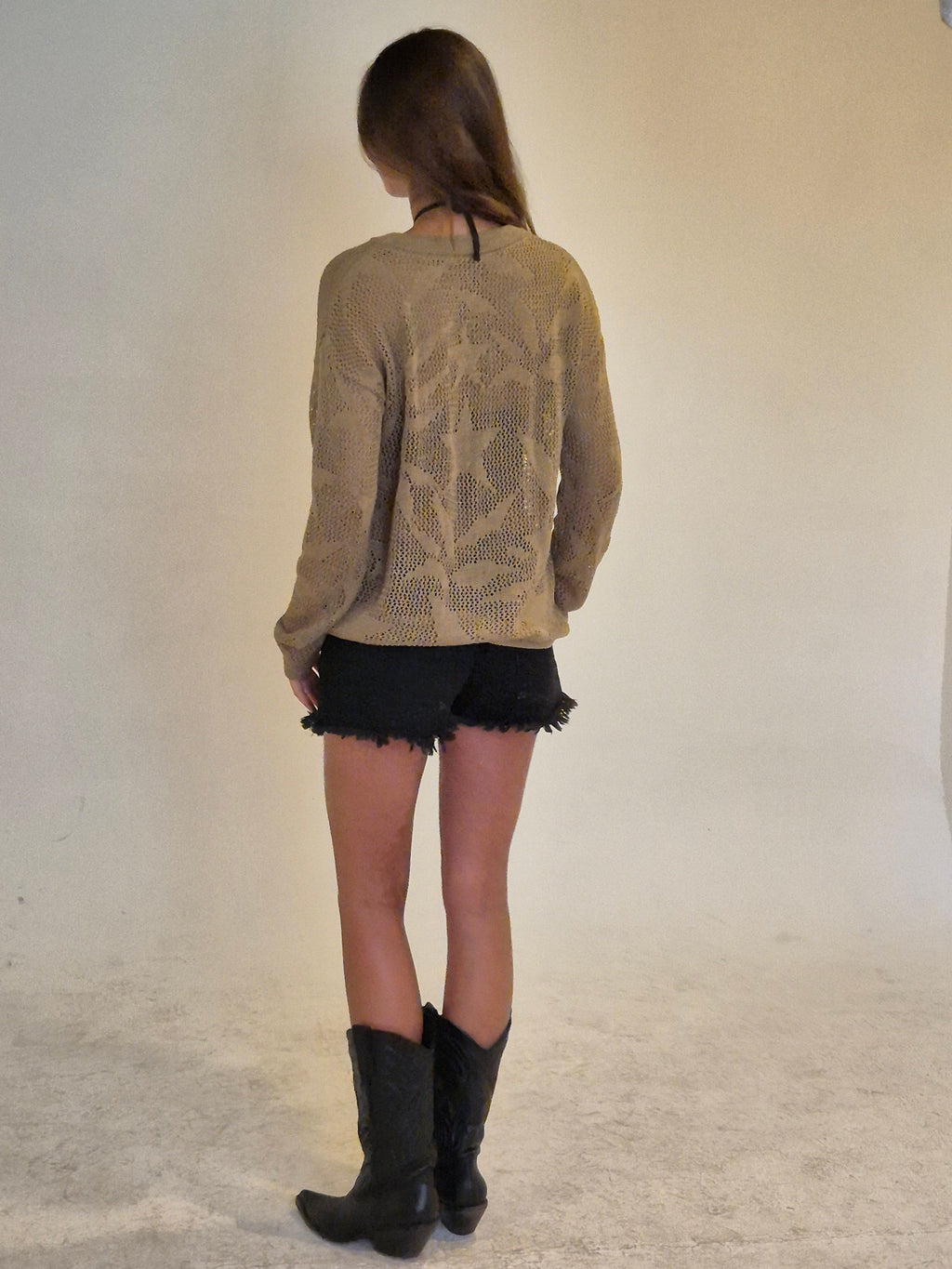 Sweater Mujer Avellana Tejido Calado Tipo Crochet | Henne - MQM