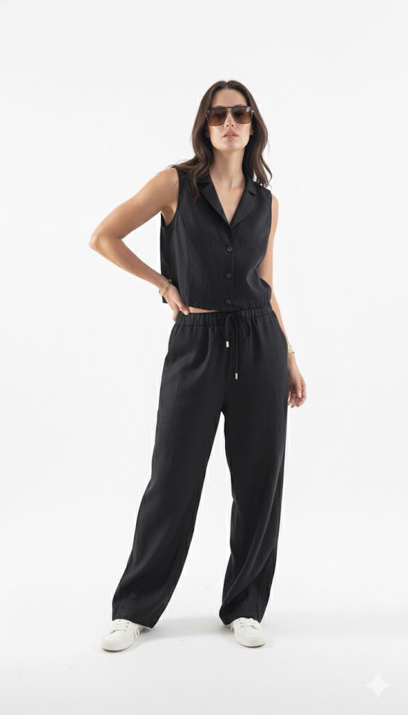 Pantalón de lino negro Amapola