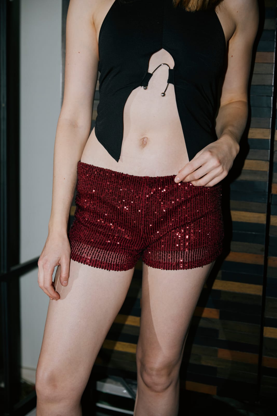 Short Burdeo lentejuelas