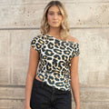 Polera Mujer Animal Print Leopardo Fruncida Escote Recto | Kenia - MQM